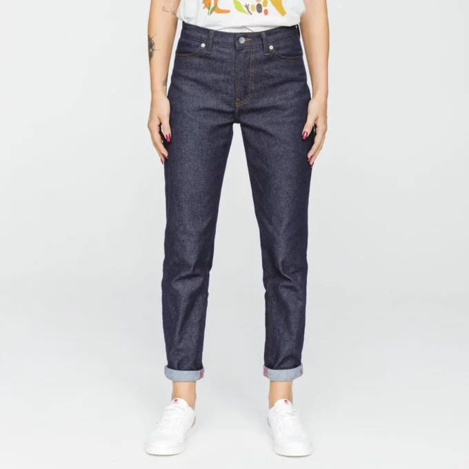 258 - Jean Mom indigo brut