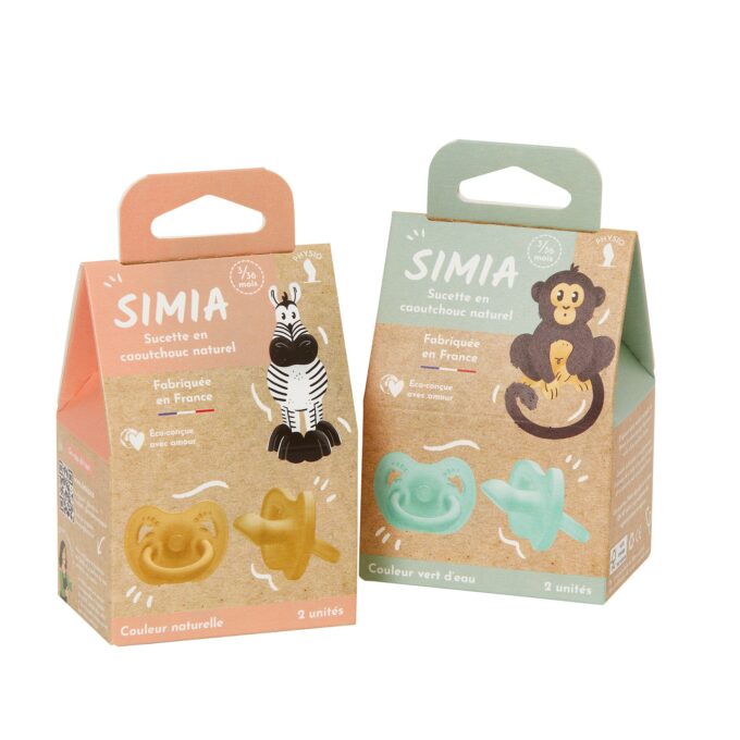 Lot de 2 sucettes Naturelles - Simia