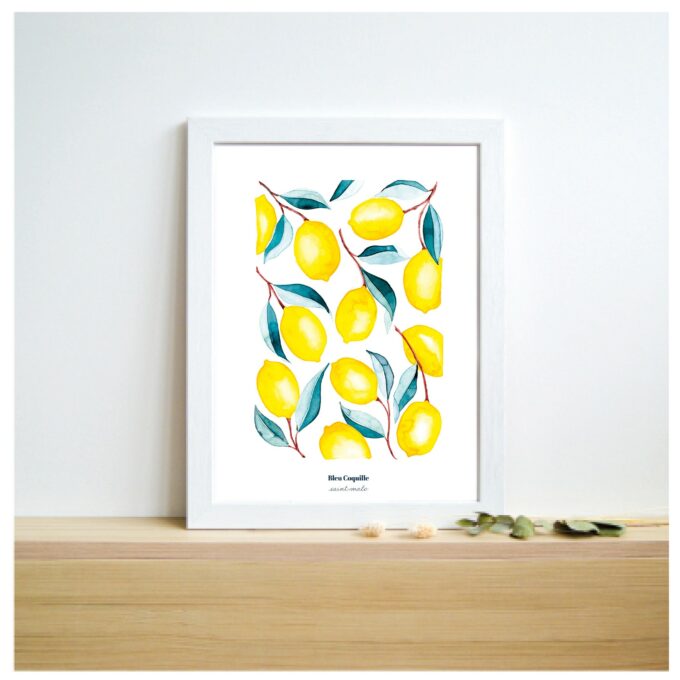 Citron - Affiche A4  Bleu Coquille