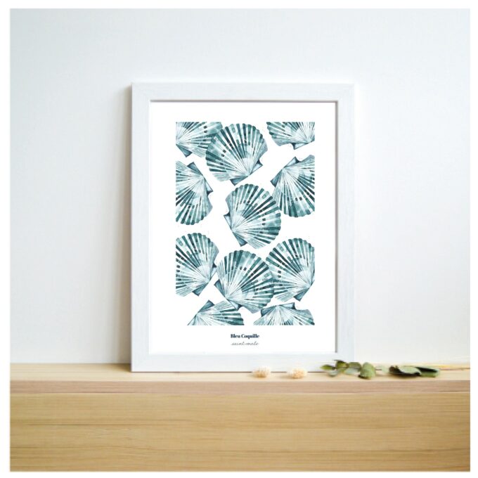 Coquilles - Affiche A4  Bleu Coquille