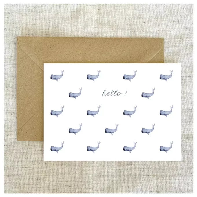 Hello - Carte Bleu Coquille