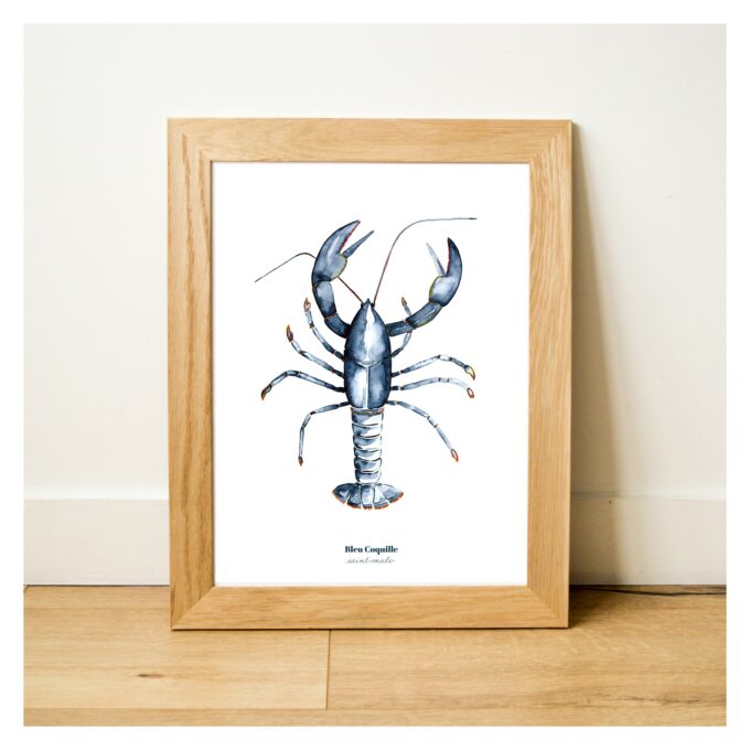 Affiche Homard 30X40 - Bleu Coquille