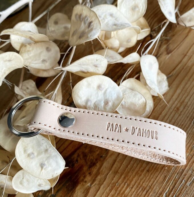 Porte-clefs cuir Papa d'Amour  - Marcel & Lily