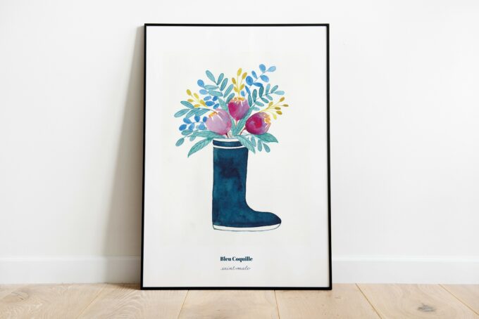 Affiche Botte Poétique 30X40 - Bleu Coquille