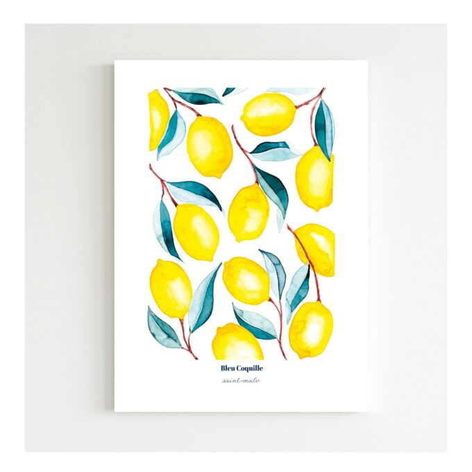 Affiche Citrons 30X40 - Bleu Coquille