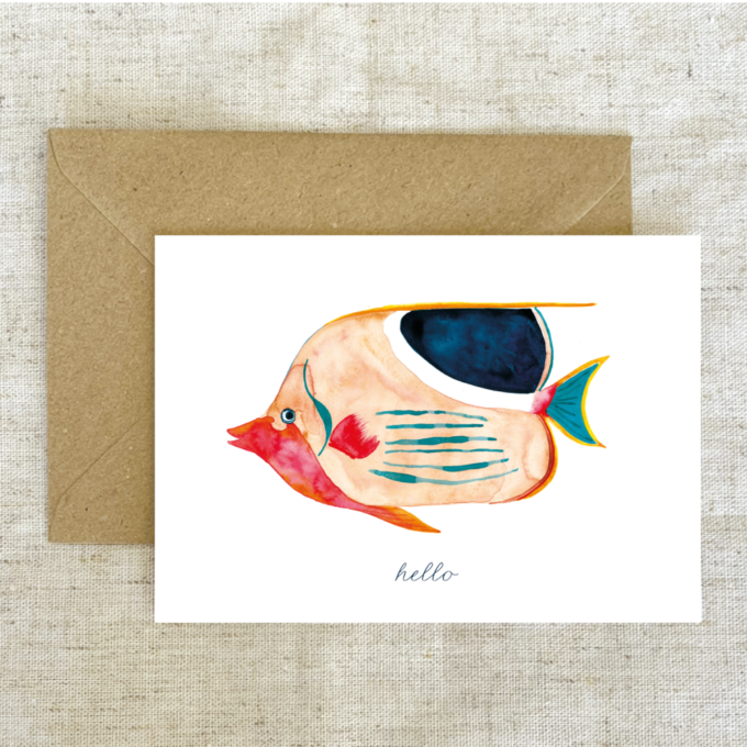 Poisson exotique Hello - Carte Bleu Coquille