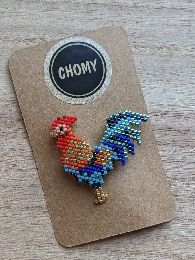 Broche perles Coq