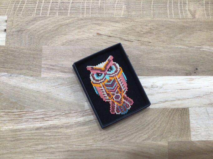 Broche perles Hibou