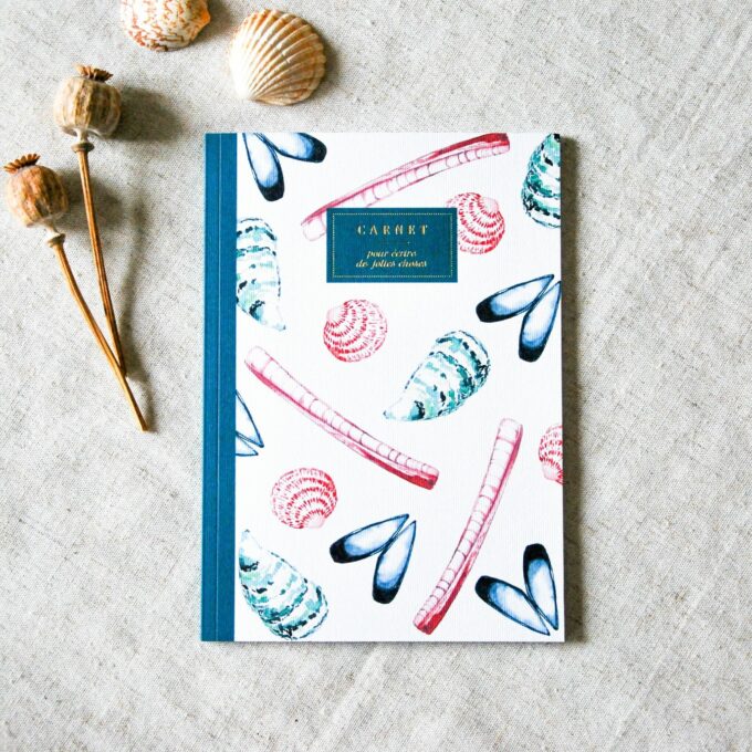 Les coquillages Carnet A5 - Bleu Coquille