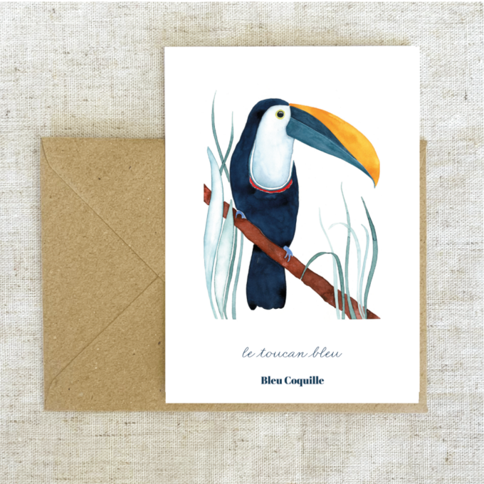 Le toucan - Carte Bleu Coquille